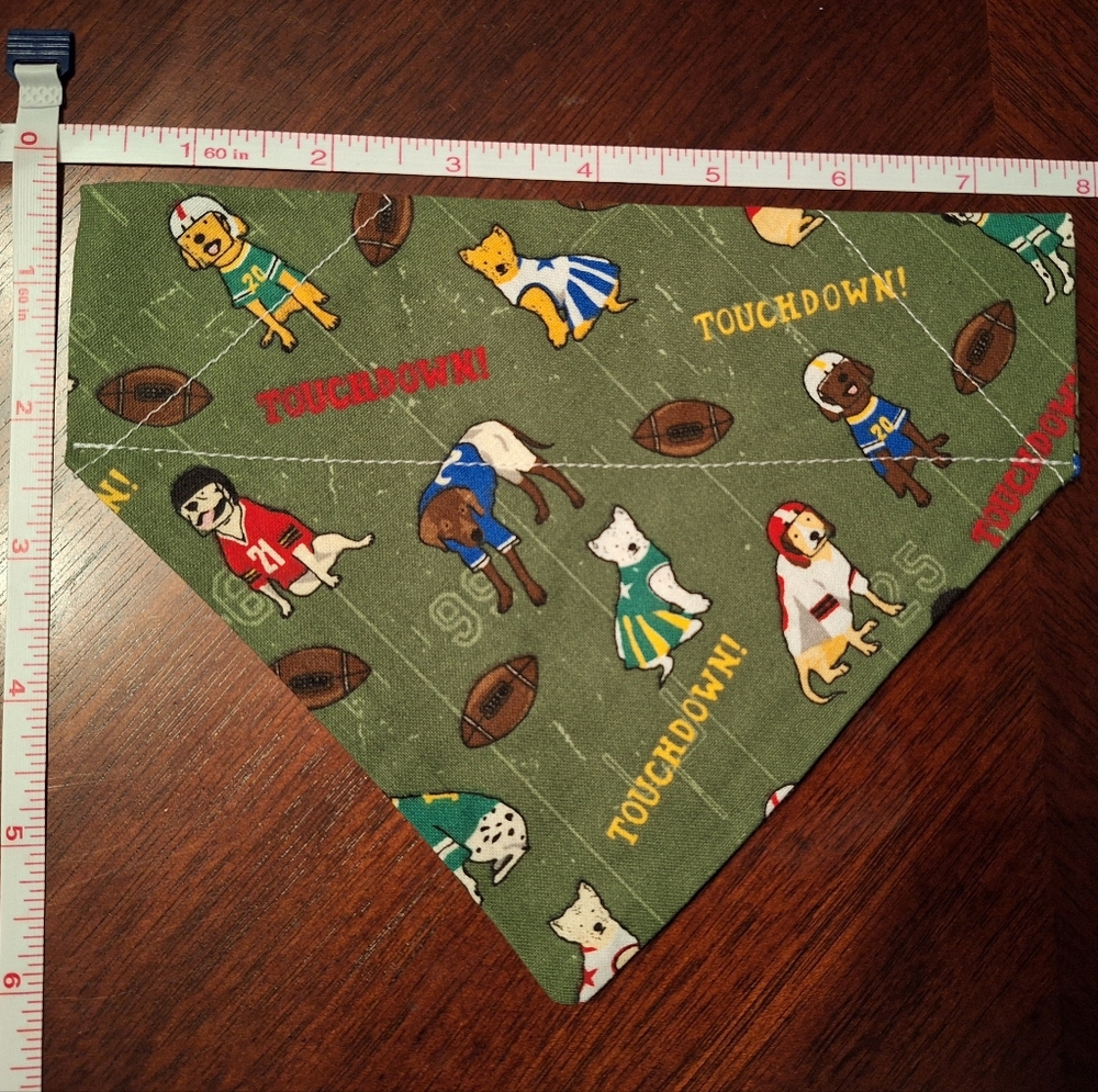 Over Collar Small Handmade Dog Bandana with Football Theme